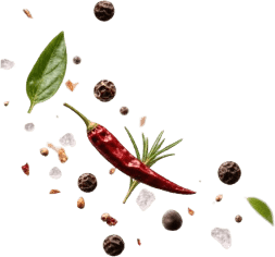 Roasted red chili and cracked black peppercorns