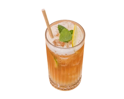 Refreshing Lychee Chill fruit iced tea with mint garnish