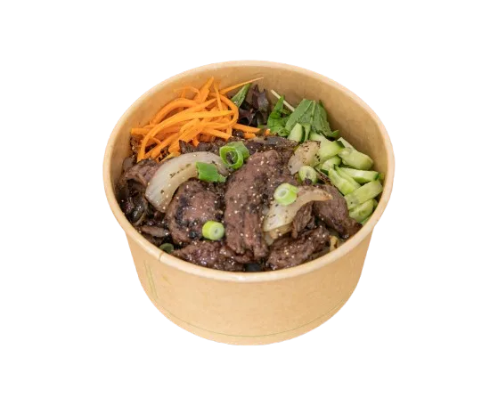Lemongrass Chicken Vermicelli Noodle Salad Bowl with fresh herbs