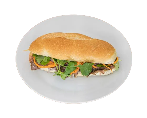 Slow Roasted Brisket Banh Mi with pickled vegetables